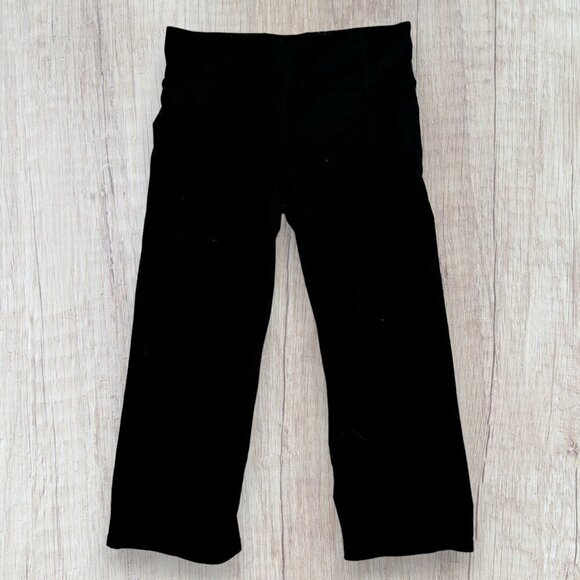 ATHLETA Black Wide Leg Cropped Capri Stretch Leggings M - Picture 1 of 4